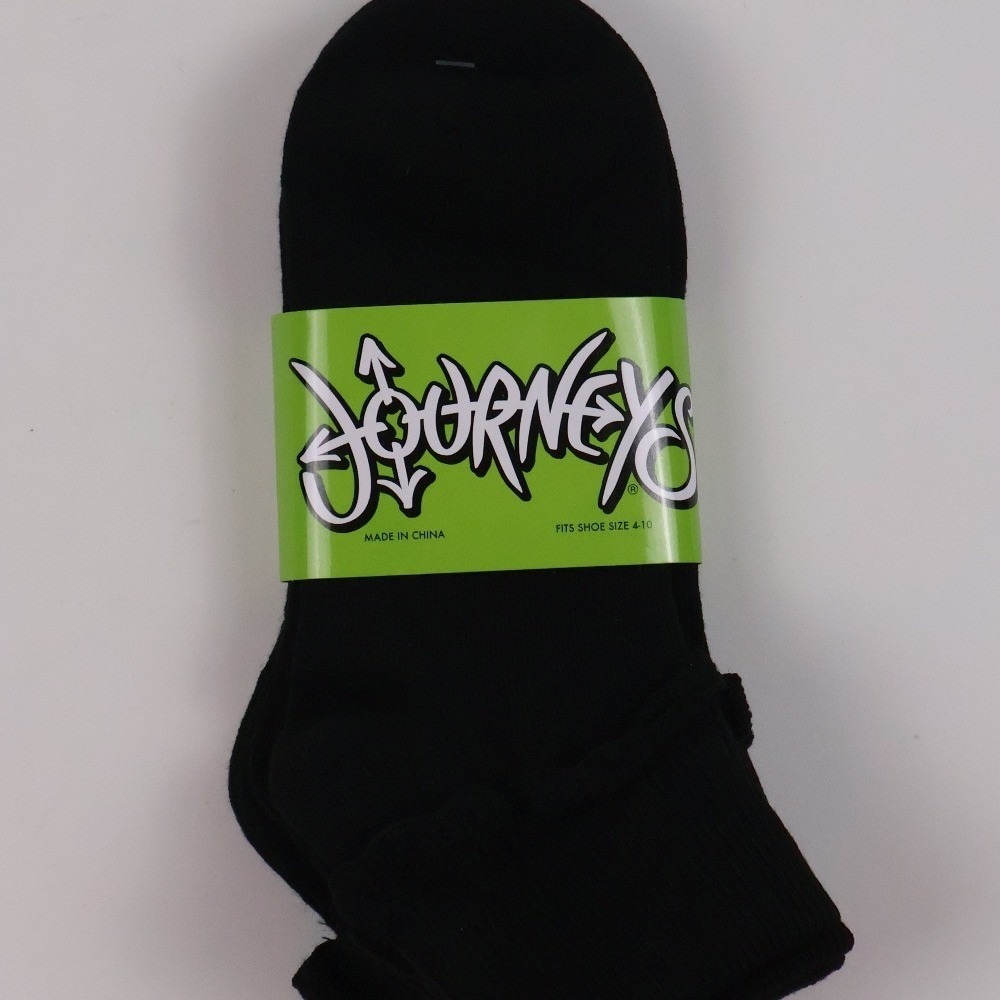 Journeys Socks Scallop Edge Cuff Anklet Black Solid Size 4-10 NWT